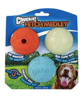 Chuckit Fetch Medley Balls - Medium Ball - 2.25in.  Diameter (3 Pack)