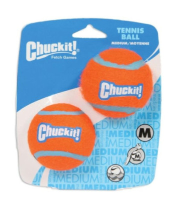 Chuckit Tennis Balls - Medium Balls - 2.25in.  Diameter (2 Pack)