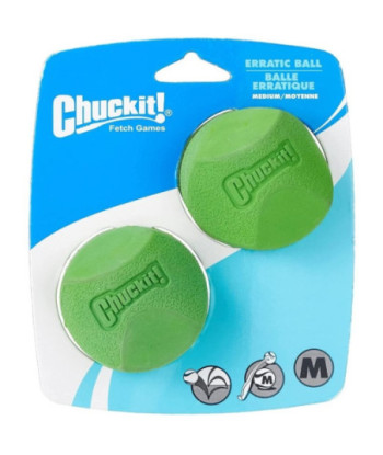 Chuckit Erratic Ball for Dogs - Medium Ball - 2.25in.  Diameter (2 Pack)
