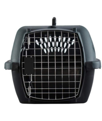Aspen Pet Porter Heavy-Duty Pet Carrier Storm Gray and Black - Pets up to 15 lbs