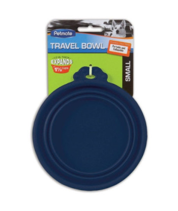 Petmate Round Silicone Travel Pet Bowl Blue - Small 1 count
