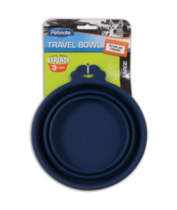 Petmate Round Silicone Travel Pet Bowl Blue - Large 1 count
