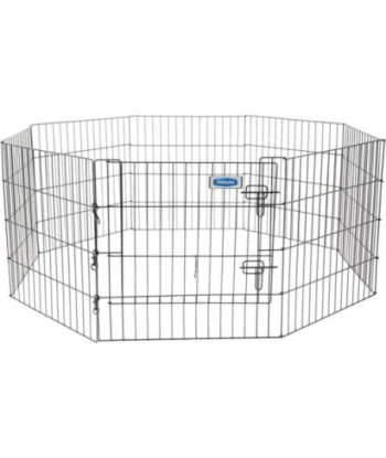 Petmate Exercise Pen Single Door with Snap Hook Design and Ground Stakes for Dogs Black - 24in.  tall - 1 count
