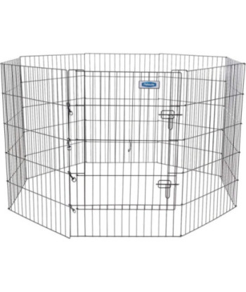 Petmate Exercise Pen Single Door with Snap Hook Design and Ground Stakes for Dogs Black - 36in.  tall - 1 count