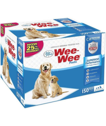 Four Paws Wee Wee Pads Original - 150 Pack - Box (22in.  Long x 23in.  Wide)