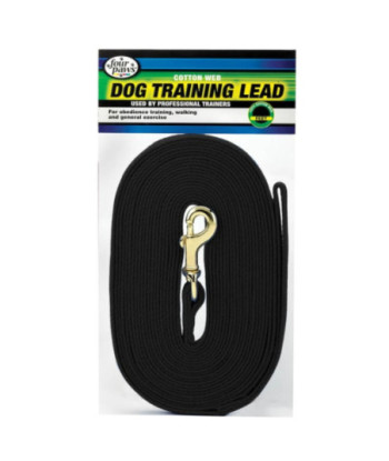 Four Paws Cotton Web Dog Training Lead - Black - 15in.  Long x 5/8in.  Wide