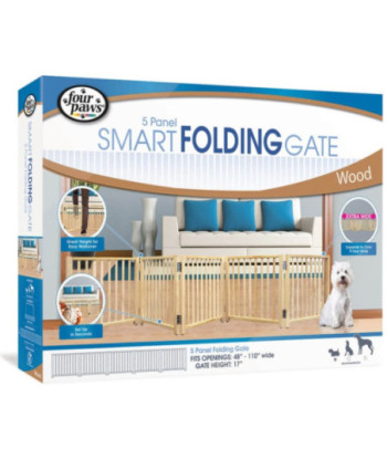 Four Paws Free Standing Gate for Small Pets - 5 Panel (For openings 48in. -110in.  Wide)