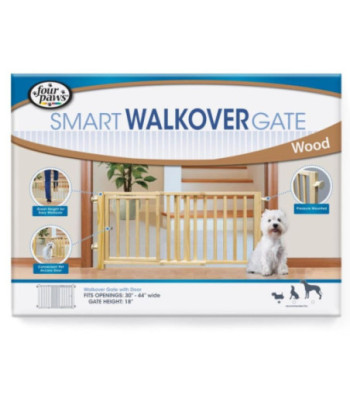Four Paws Walk Over Wood Safety Gate with Door - 30in. -44in.  Wide x 18in.  High
