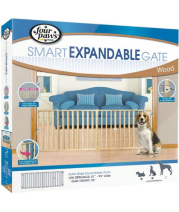 Four Paws Extra Wide Wood Safety Gate - 53in. -96in.  Wide x 24in.  High