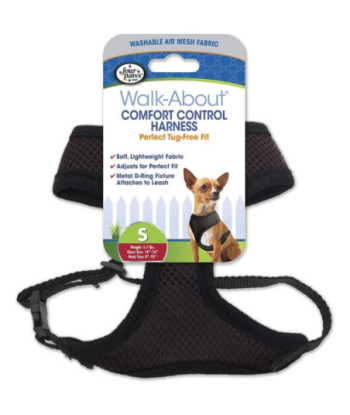 Four Paws Comfort Control Harness - Black - Small - For Dogs 5-7 lbs (14in. -16in.  Chest & 8in. -10in.  Neck)