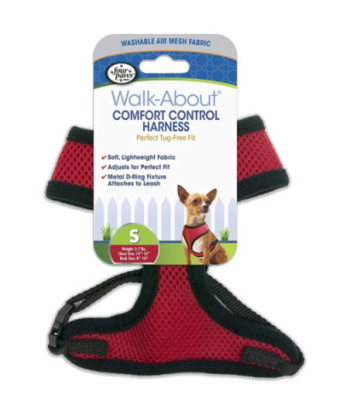 Four Paws Comfort Control Harness - Red - Small - For Dogs 5-7 lbs (14in. -16in.  Chest & 8in. -10in.  Neck)