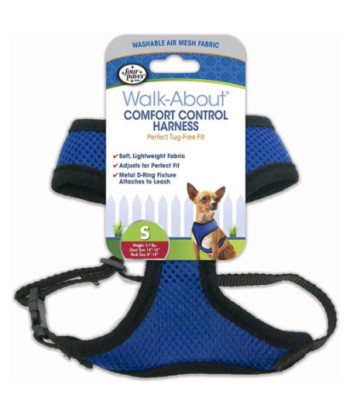 Four Paws Comfort Control Harness - Blue - Small - For Dogs 5-7 lbs (14in. -16in.  Chest & 8in. -10in.  Neck)