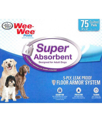 Four Paws Wee Wee Pads - Super Absorbent - 75 Pack - (24in. L x 24in. W)