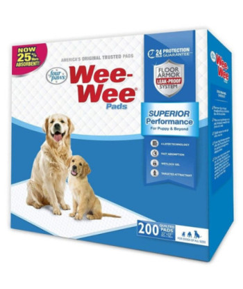 Four Paws Wee Wee Pads Original - 200 Pack - Box (22in.  Long x 23in.  Wide)