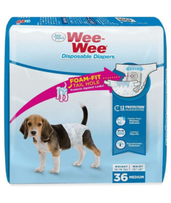 Four Paws Wee Wee Disposable Diapers Medium - 36 count