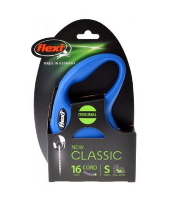 Flexi New Classic Retractable Cord Leash - Blue - Small - 16' Lead (Pets up to 26 lbs)