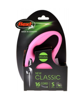 Flexi New Classic Retractable Cord Leash - Pink - Small - 16' Lead (Pets up to 26 lbs)