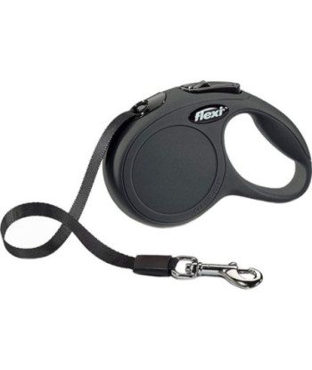 Flexi New Classic Retractable Tape Leash - Black - X-Small - 10' Lead (Pets up to 26 lbs)