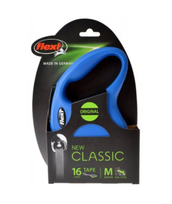 Flexi New Classic Retractable Tape Leash - Blue - Medium - 16' Tape (Pets up to 55 lbs)