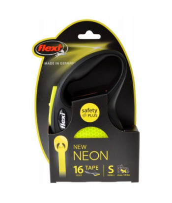 Flexi New Neon Retractable Tape Leash - Small - 16' Tape (Pets up to 33 lbs)