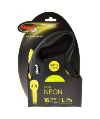 Flexi New Neon Retractable Tape Leash - Large - 16' Tape (Pets up to 110 lbs)