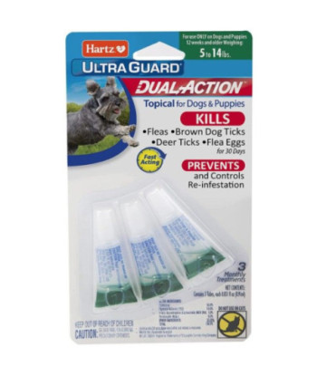 Hartz UltraGuard Dual Action Topical Flea and Tick Prevention for Very Small Dogs (5 - 14 lbs) - 3 count