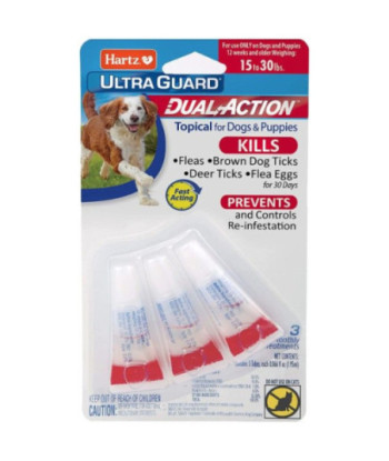 Hartz UltraGuard Dual Action Topical Flea and Tick Prevention for Small Dogs (15 - 30 lbs) - 3 count