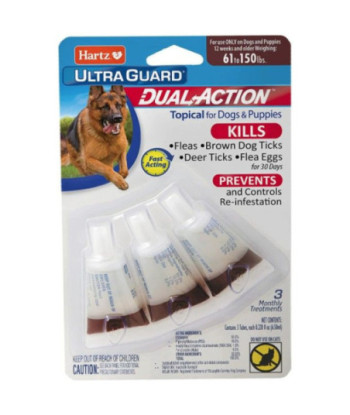 Hartz UltraGuard Dual Action Topical Flea and Tick Prevention for Large Dogs (61 - 150 lbs) - 3 count
