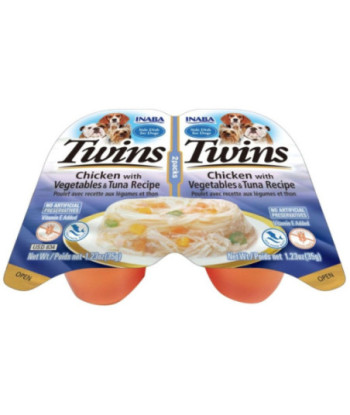 Inaba Twins Chicken with Vegetables and Tuna Recipe Side Dish for Dogs - 2 count