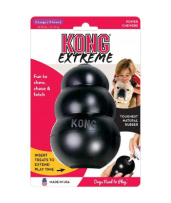 KONG Extreme KONG Dog Toy - Black - X-Large - Dogs 60-90 lbs (5in.  Tall x 1.25in.  Diameter)