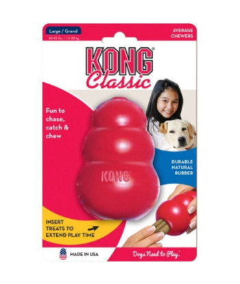 KONG Classic Dog Toy - Red - Large - Dogs 30-65 lbs (4in.  Tall x 1in.  Diameter)
