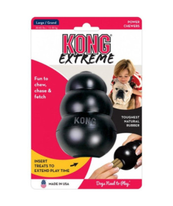 KONG Extreme KONG Dog Toy - Black - Large - Dogs 30-65 lbs (4in.  Tall x 1in.  Diameter)