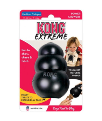 KONG Extreme KONG Dog Toy - Black - Medium - Dogs 15-35 lbs (3.5in.  Tall x 1in.  Diameter)