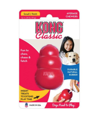 KONG Classic Dog Toy - Red - Small - Dogs up to 20 lbs (2.75in.  Tall x .75in.  Diameter)