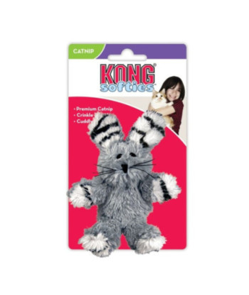 KONG Fuzzy Bunny Softies Cat Toy - Assorted - Fuzzy Bunny - Assorted Colors