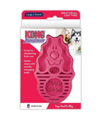 KONG ZoomGroom Dog Brush - Raspberry - Large