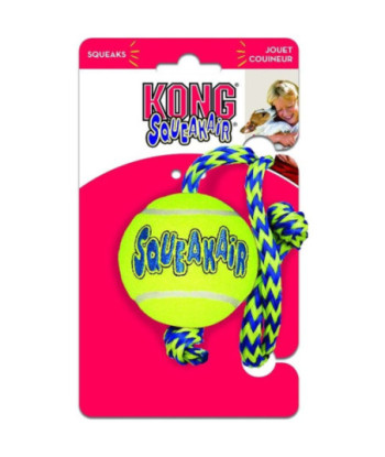 KONG Squeakers Tennis Ball with Rope - Medium