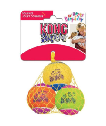 KONG Squeakair Birthday Tennis Balls - Medium 3 count
