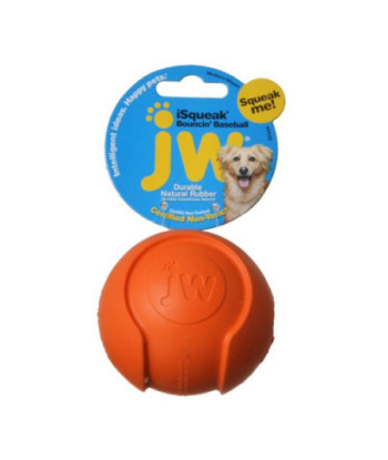 JW Pet iSqueak Bouncing Baseball Rubber Dog Toy - Medium - 3in.  Diameter