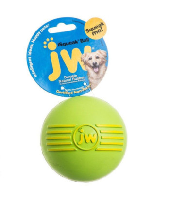JW Pet iSqueak Ball - Rubber Dog Toy - Medium - 3in.  Diameter