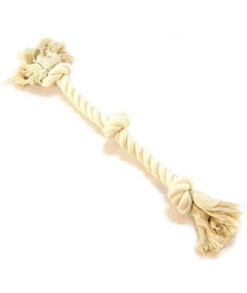 Flossy Chews 3 Knot Tug Toy Rope for Dogs - White - Medium (20in.  Long)