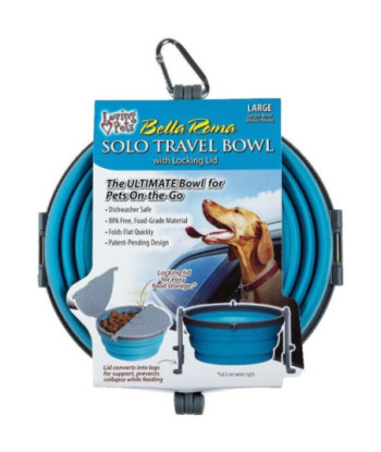 Loving Pets Bella Roma Blue Travel Bowl  - 1 count - Large