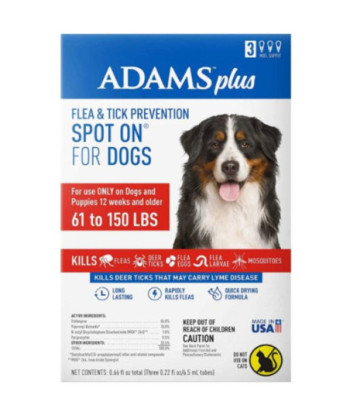 Adams Flea And Tick Prevention Spot On For Dogs 61 -150 lbs X-Large 3 Month Supply  - 1 count