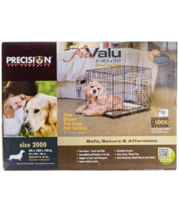 Precision Pet Pro Value by Great Crate - 2 Door Crate - Black - Model 2000 (24in. L x 18in. W x 19in. H) For Dogs up to 25 lbs