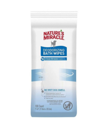 Natures Miracle Deodorizing Bath Wipes for Dogs Clean Breeze Scent - 100 count