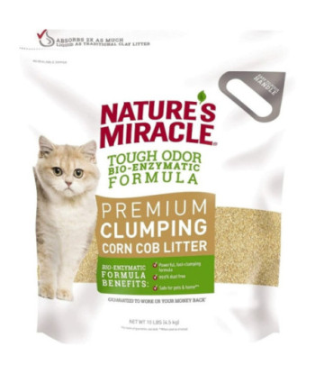Nature's Miracle Tough Odor Bio-Enzymatic Formula Premium Clumping Corn Cob Litter - 10 lbs