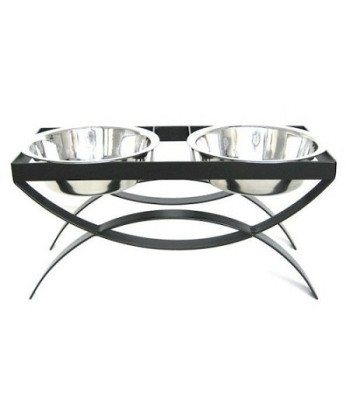 SeeSaw Double Elevated Dog Bowl - Medium/Black
