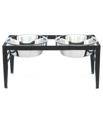 Chariot Double Elevated Dog Bowl - Large/Black