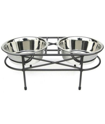 Mesh Elevated Double Dog Bowl - Small/White