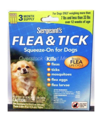 Sergeants Flea and Tick Squeeze-On Dog 33lb and Under - 3 count